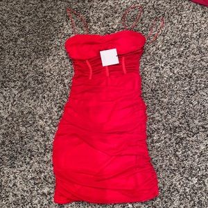 Superdown Mesh short cut red dress